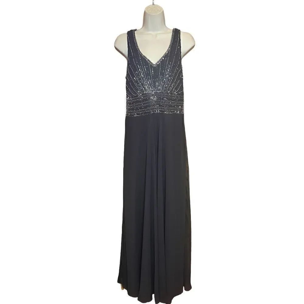 J Kara Women's Beaded Two Piece Jacket Dress in Black NWT Size 6 - Picture 4 of 8